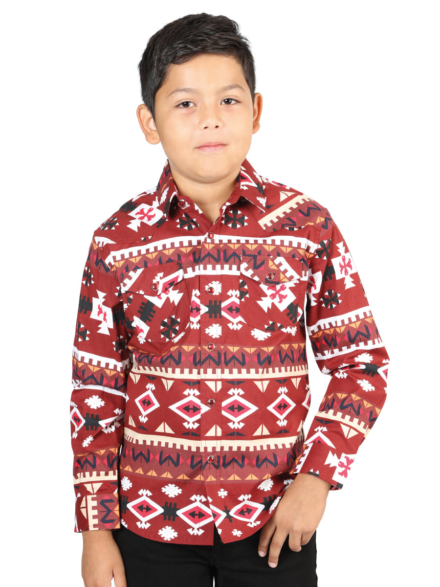 Casual Long - Sleeve Camisa del General Rojo 44443