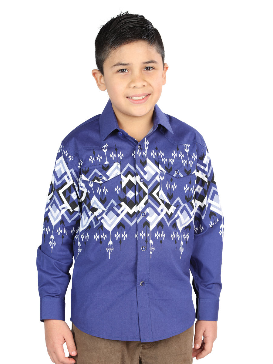 Casual Long - Sleeve Camisa del General Azul 44464