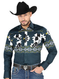 el General - Casual Manga Larga Camisa - Teal 44486