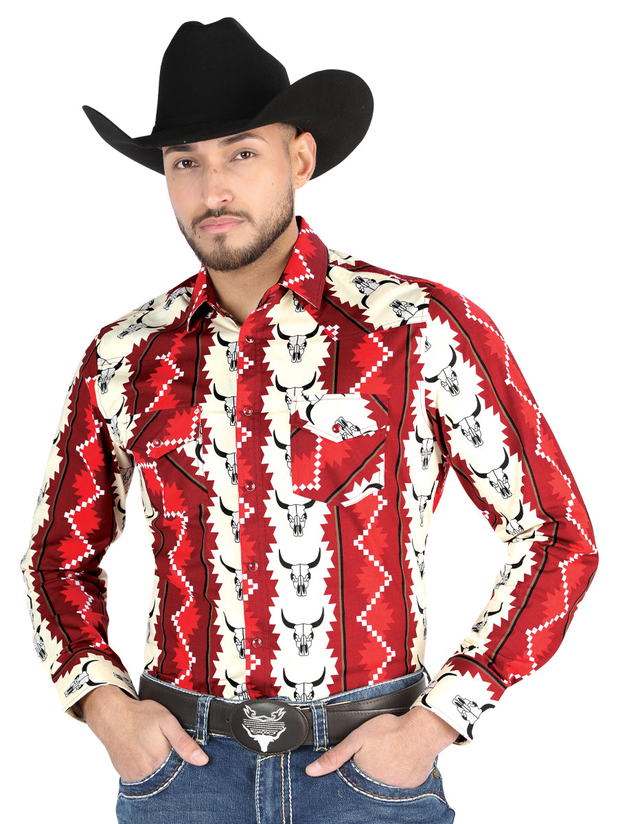 el General - Casual Manga Larga Camisa - Borgoña 44490