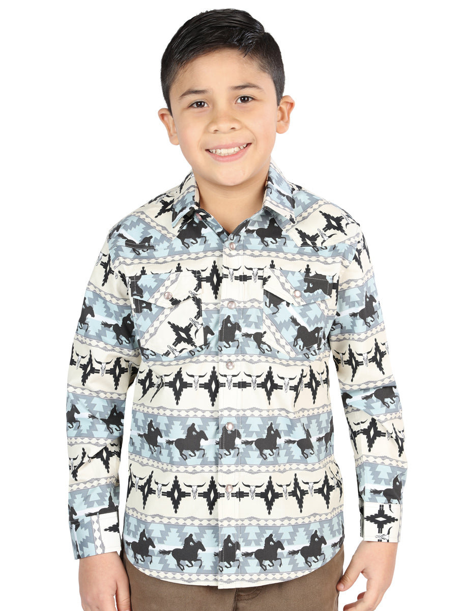 Casual Long - Sleeve Camisa del General Azul 44494