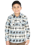 Casual Long - Sleeve Camisa del General Azul 44494