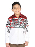 Casual Long - Sleeve Camisa del General Borgoña 44506