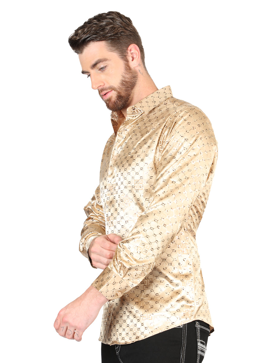 Camisa Casual M/ Larga El Senor De Los Cielos Wh05-104 97% Poliéster 3% Elastano Beige 44547