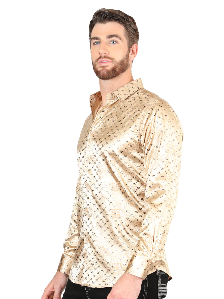 Camisa Casual M/ Larga El Senor De Los Cielos Wh05-104 97% Poliéster 3% Elastano Beige 44547