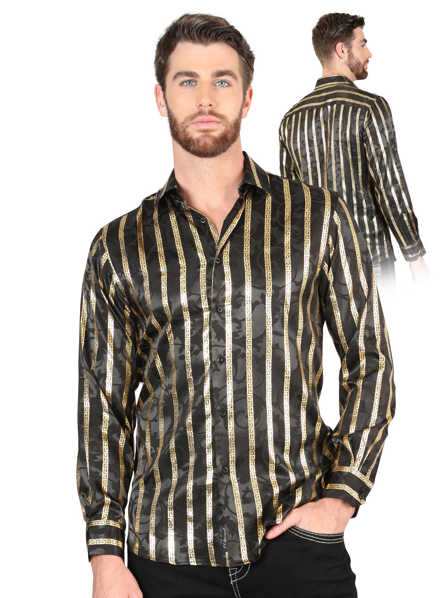 el General Negro/dorado Casual Long - Sleeve Camisa 44554