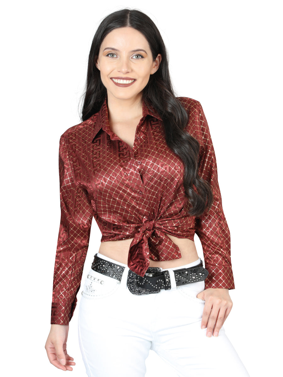 el General Borgoña Casual Long - Sleeve Camisa - 44561