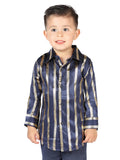 el General Azul Marino/dorado Casual Long - Sleeve Camisa 44571