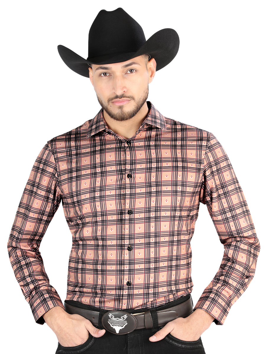 el General - Casual Long - Sleeve Camisa - Beige/negro 44697