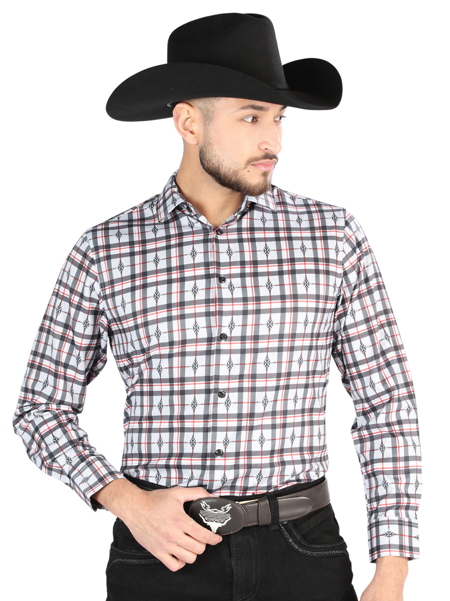 el General - Casual Manga Larga Camisa - Negro/blanco 44703