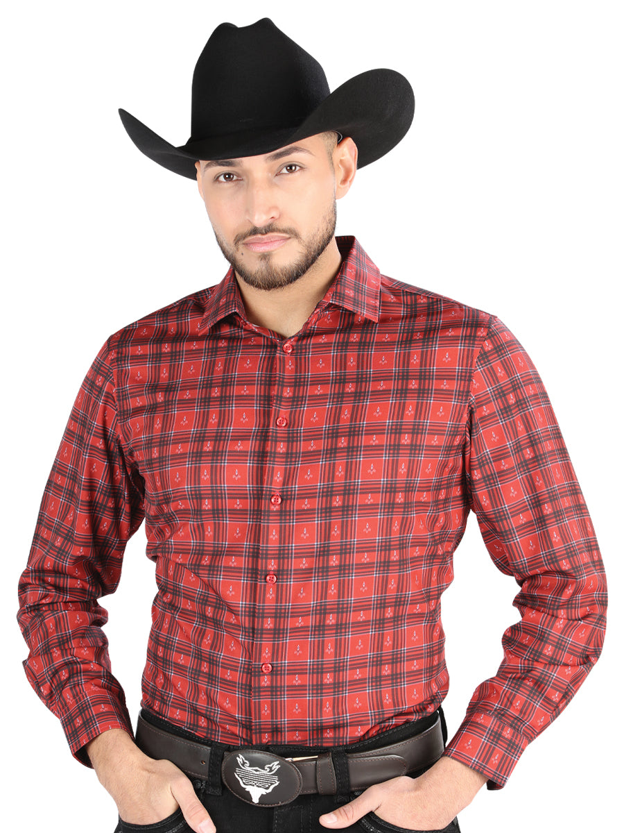 el General - Casual Manga Larga Camisa - Rojo/negro 44705