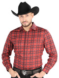el General - Casual Manga Larga Camisa - Rojo/negro 44705