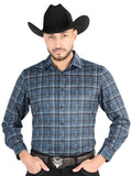el General - Casual Manga Larga Camisa - Gris/azul 44706