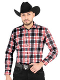 el General - Casual Long - Sleeve Camisa - Blanco/rojo 44707