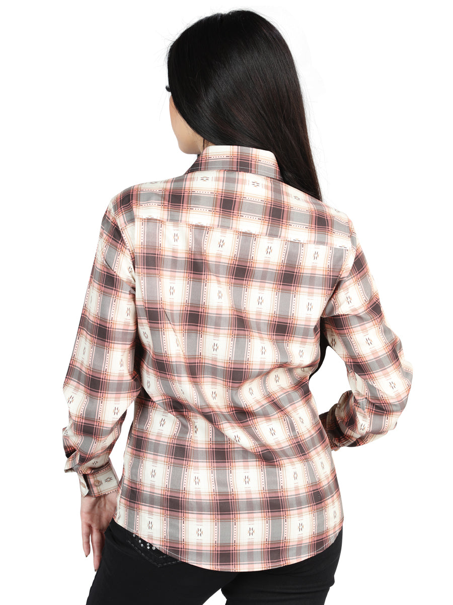 el General - Casual Long - Sleeve Camisa - Orange Beige 44716