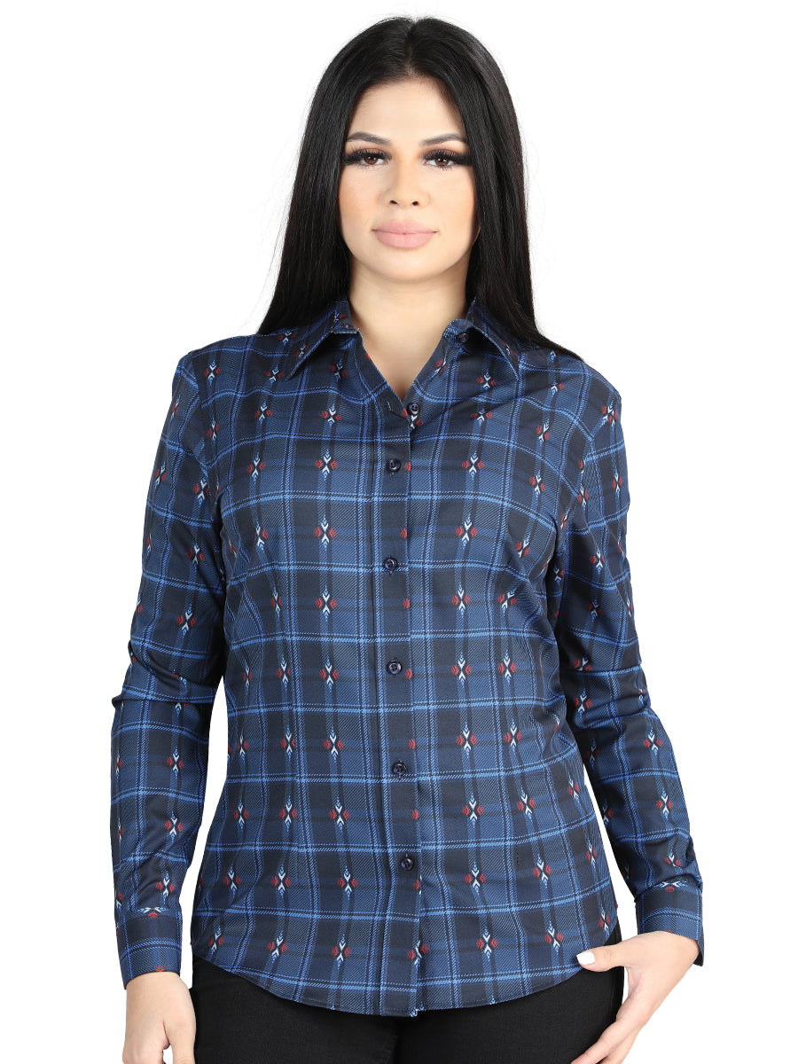 el General - Casual Long - Sleeve Camisa - Negro/azul 44721