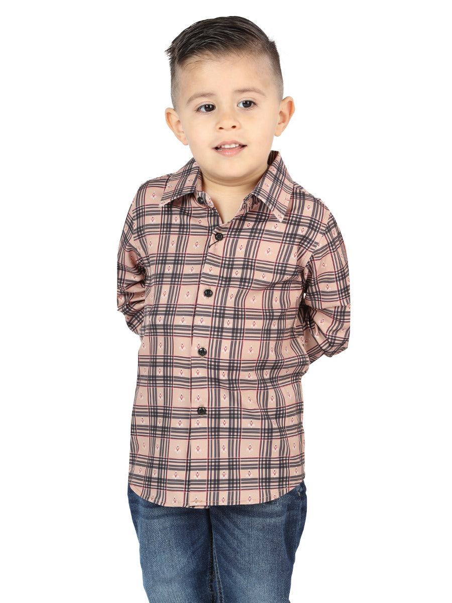 el General Beige/negro Casual Long - Sleeve Camisa 44731
