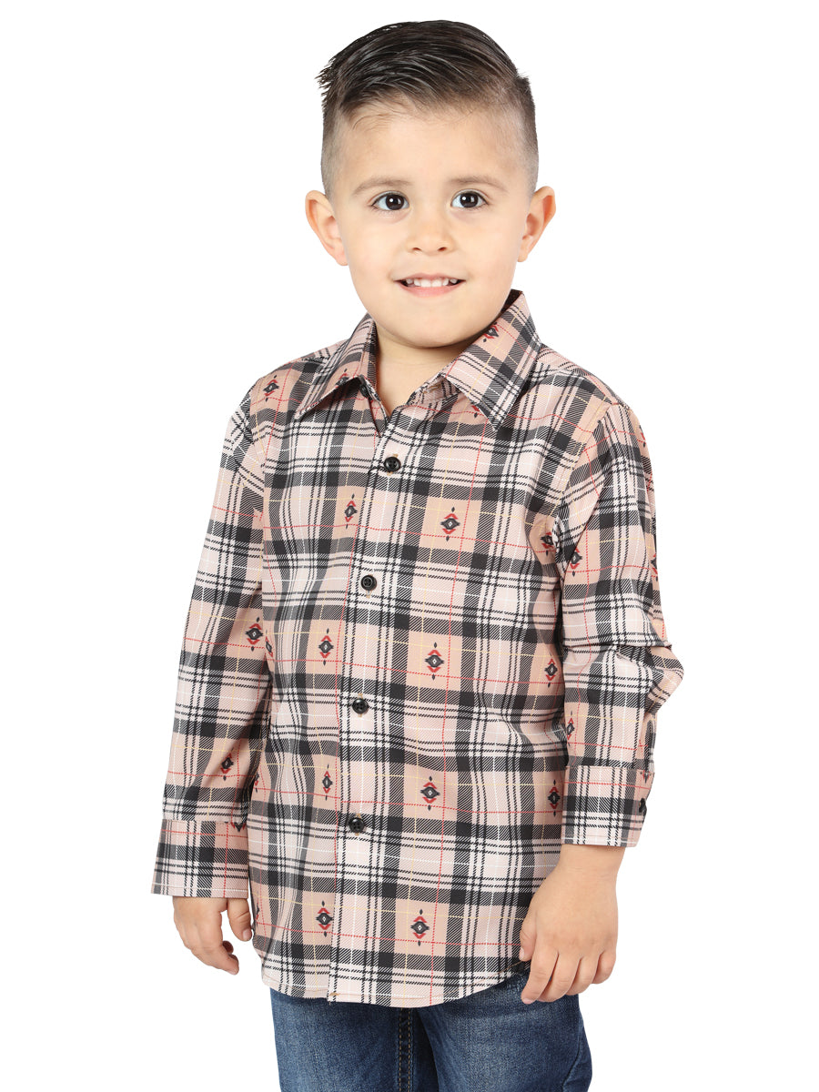 el General Beige/negro Casual Long - Sleeve Camisa 44732