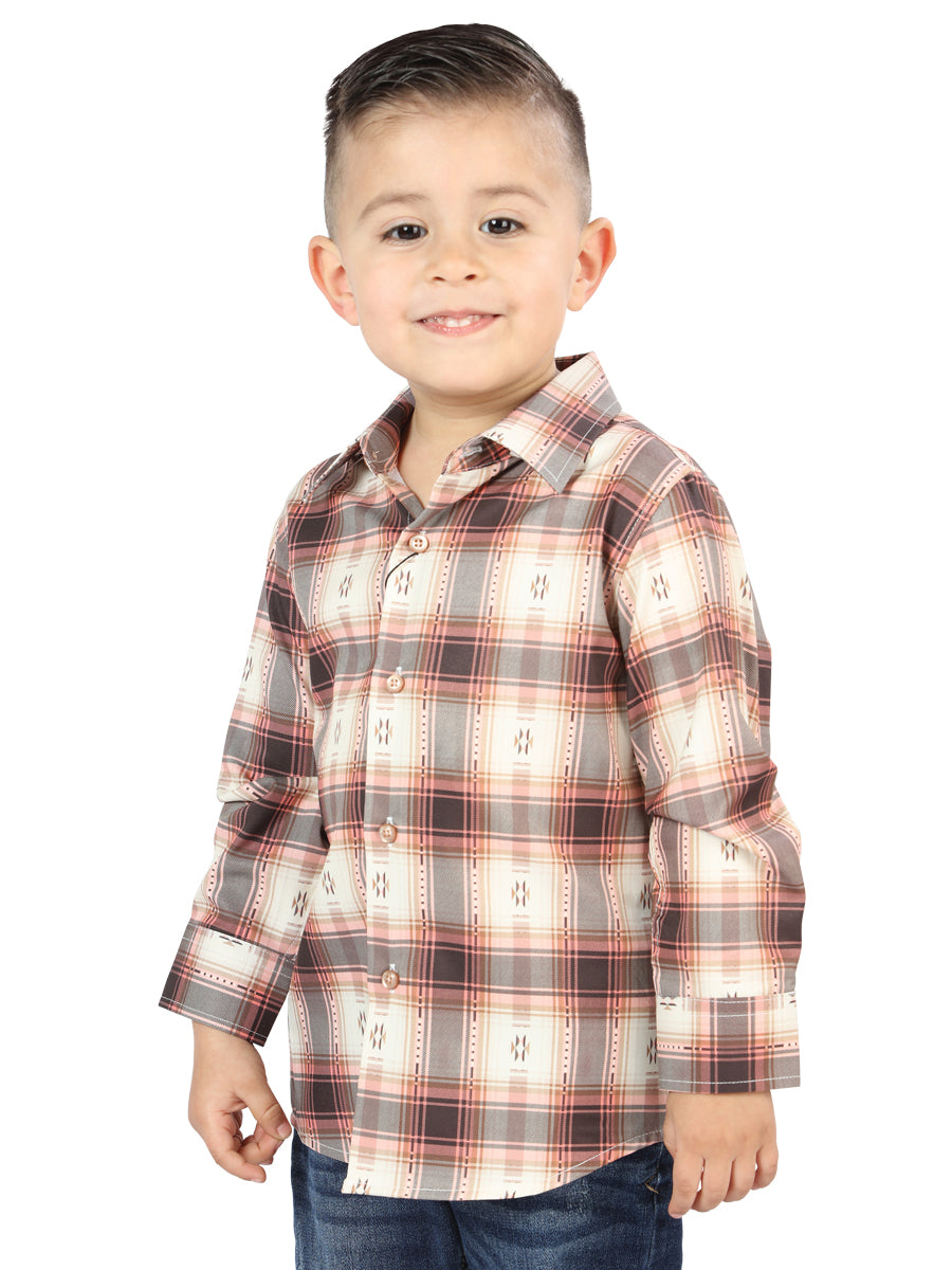 el General Orange/beige Casual Long - Sleeve Camisa 44733