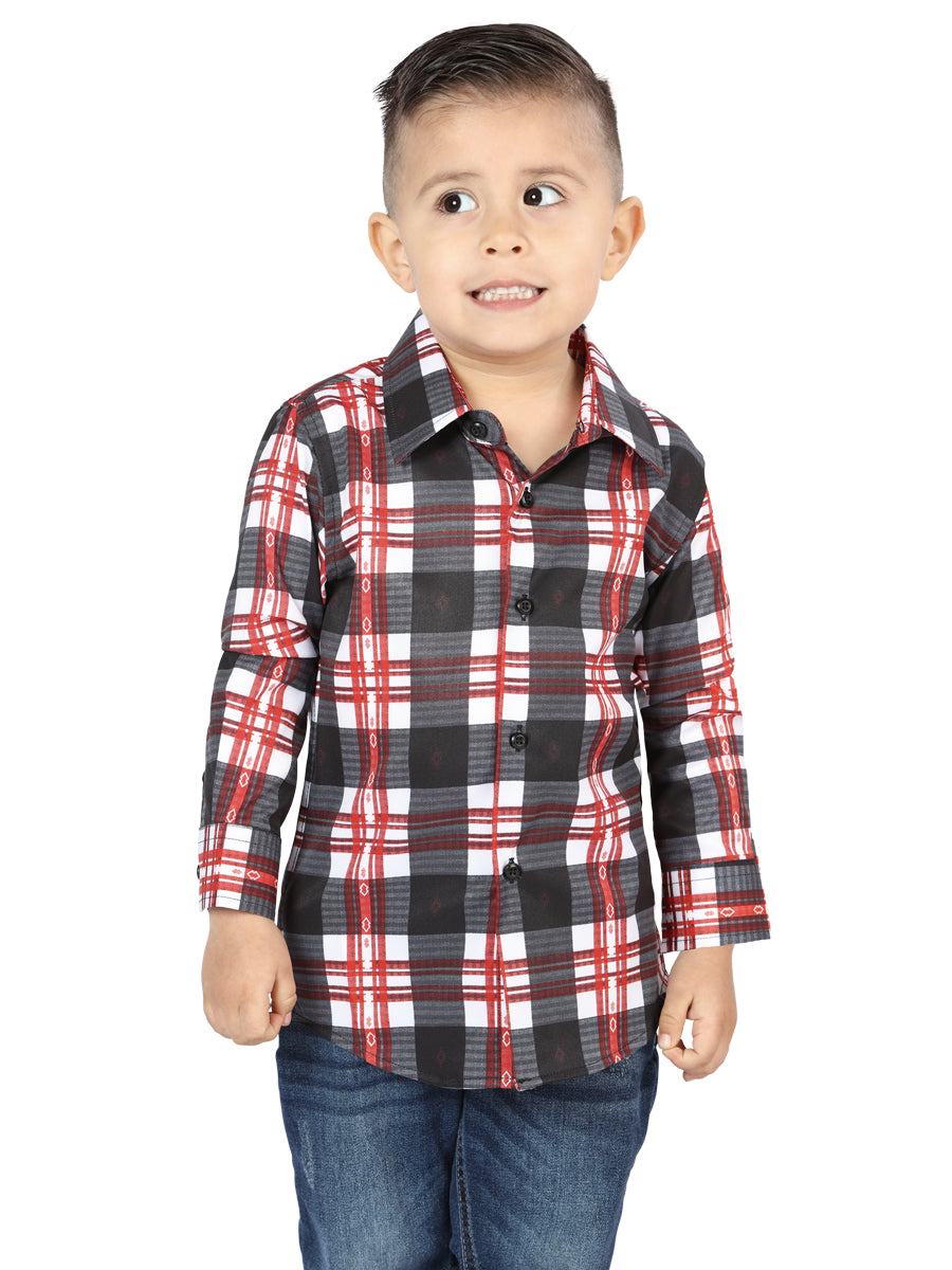el General Blanco/rojo Casual Long - Sleeve Camisa 44741
