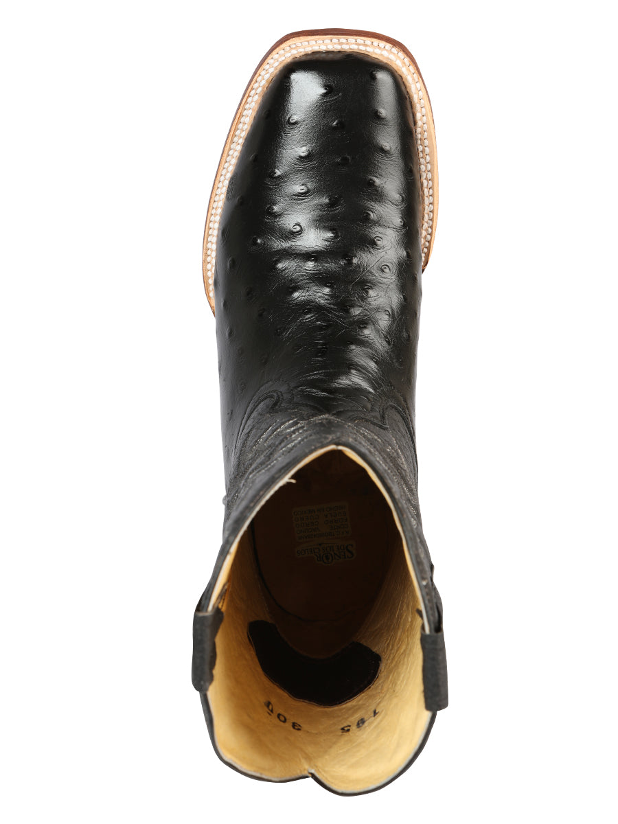 el General Rodeo - Printed Ostric Piel Botas - Negro 44935