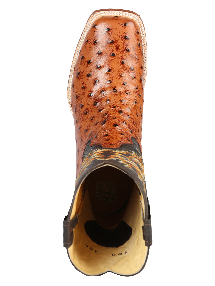 el General Rodeo - Printed Ostric Piel Botas - Cogñac 44936