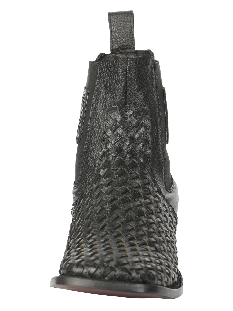 el General Caballero Rodeo Negro Petatillo Woven Tobillo Botas 45181