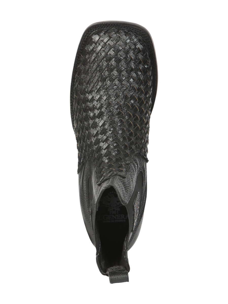 el General Caballero Rodeo Negro Petatillo Woven Tobillo Botas 45181