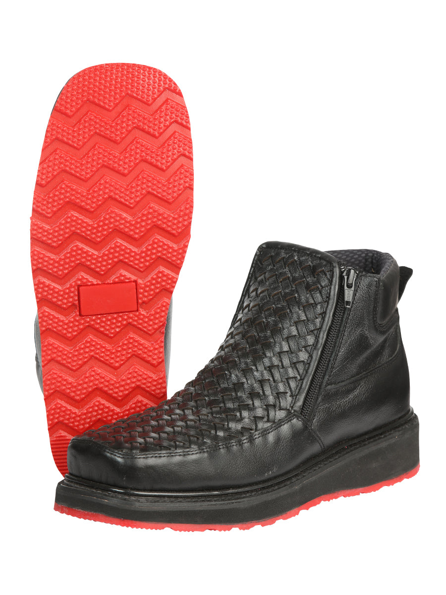 el General Caballero Negro Woven Tobillo Botas con Zipper 45183