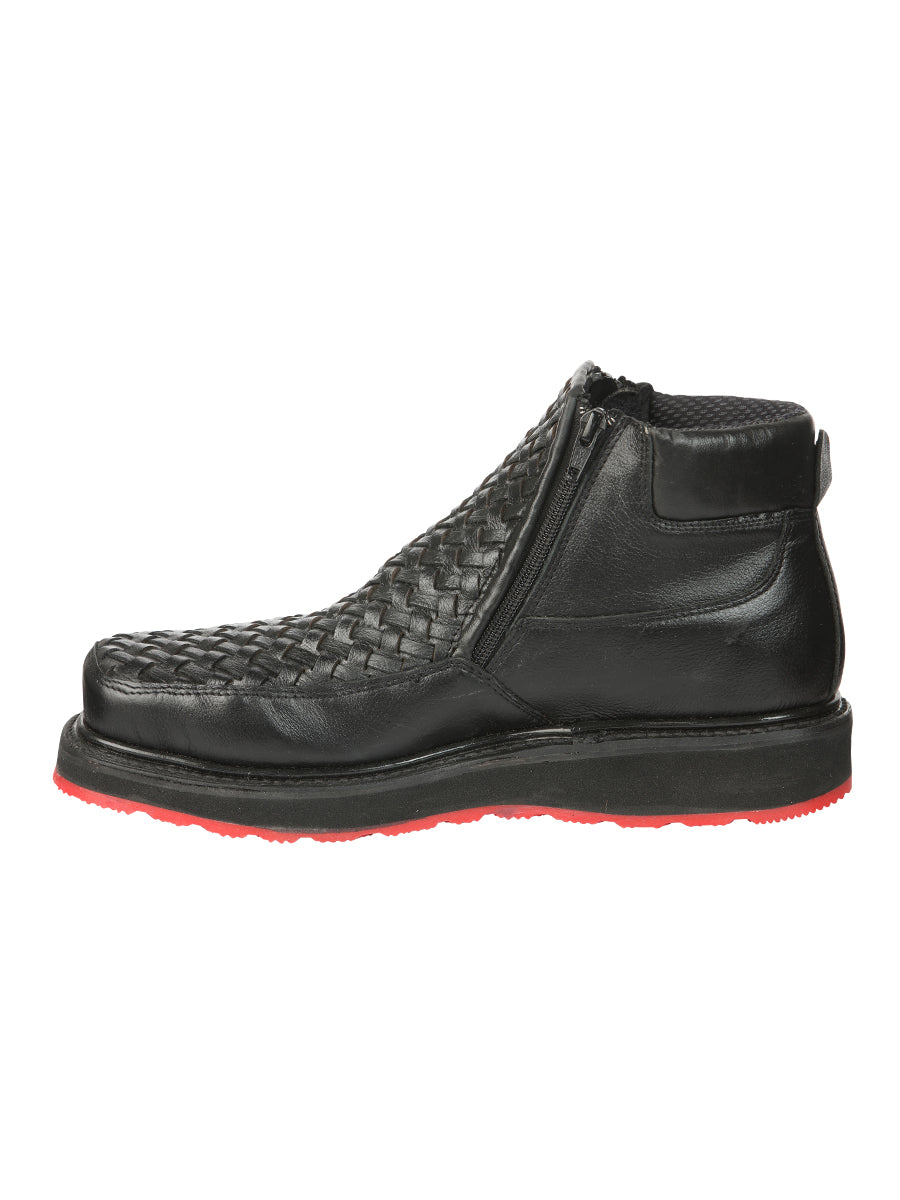 el General Caballero Negro Woven Tobillo Botas con Zipper 45183