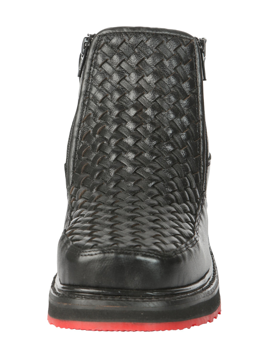 el General Caballero Negro Woven Tobillo Botas con Zipper 45183