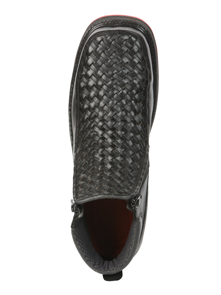 el General Caballero Negro Woven Tobillo Botas con Zipper 45183