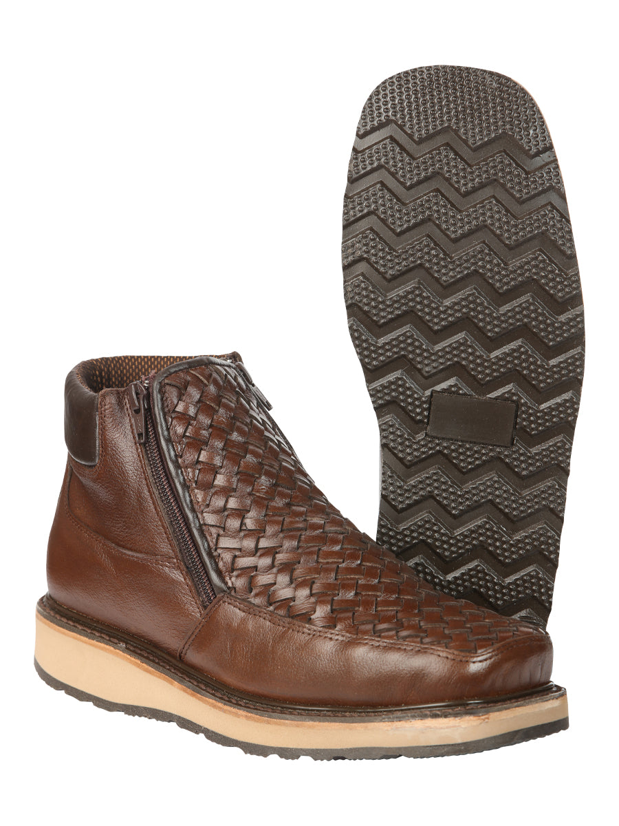 el General Caballero Café Woven Tobillo Botas con Zipper 45184