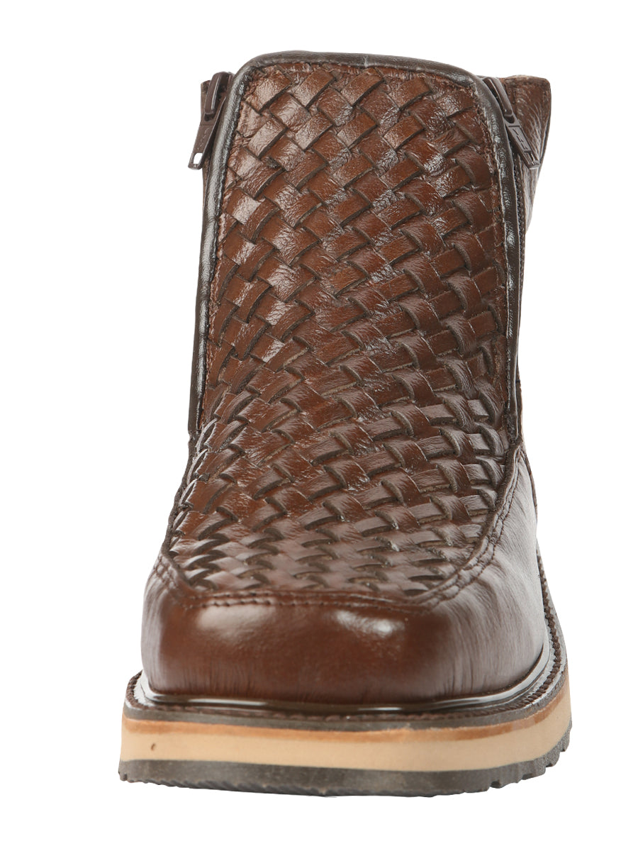 el General Caballero Café Woven Tobillo Botas con Zipper 45184