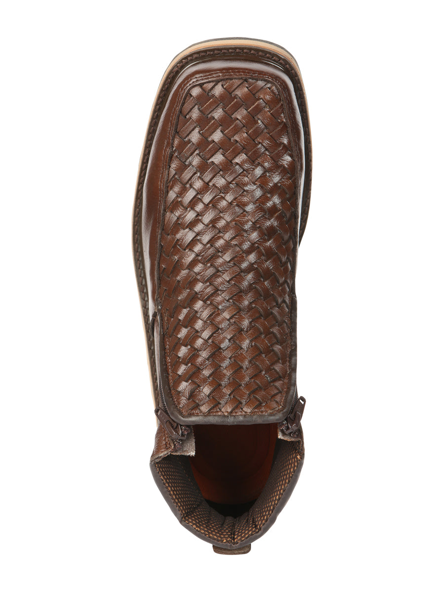 el General Caballero Café Woven Tobillo Botas con Zipper 45184