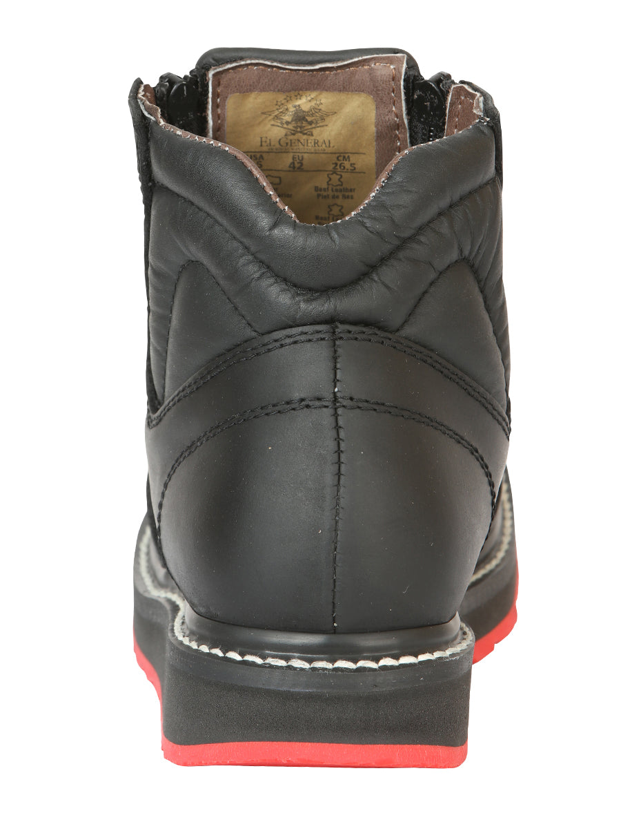 el General Caballero Tobillo Botas con Zipper Woven Petatillo - Negro 45358