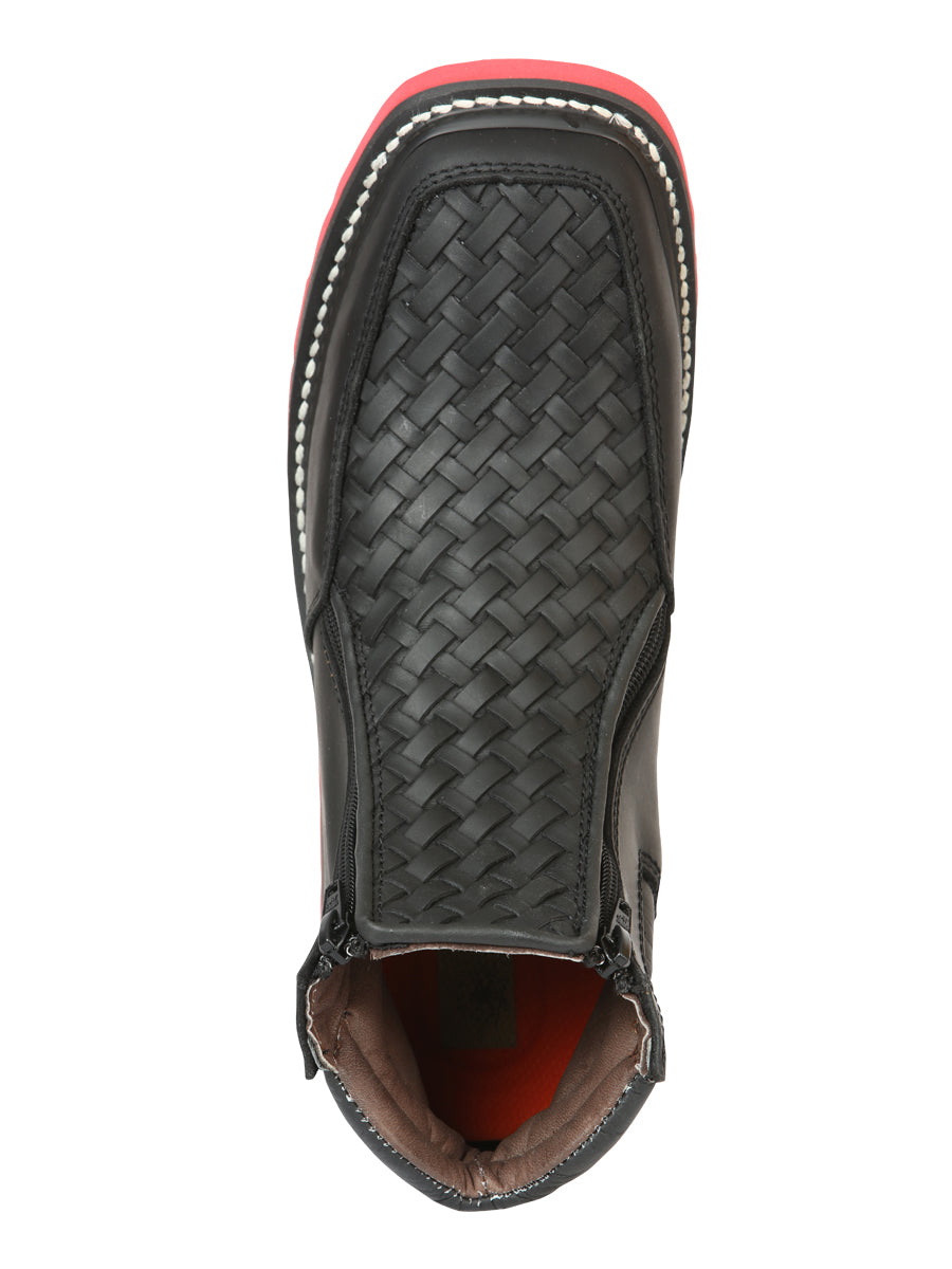 el General Caballero Tobillo Botas con Zipper Woven Petatillo - Negro 45358