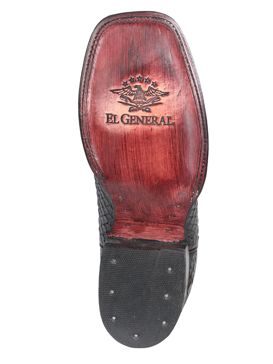 el General Caballero Negro Pitón Imitación Rodeo Botas 45398