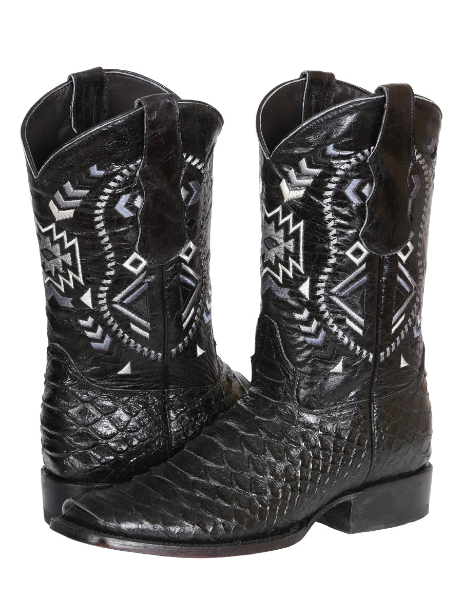 el General Caballero Negro Pitón Imitación Rodeo Botas 45398
