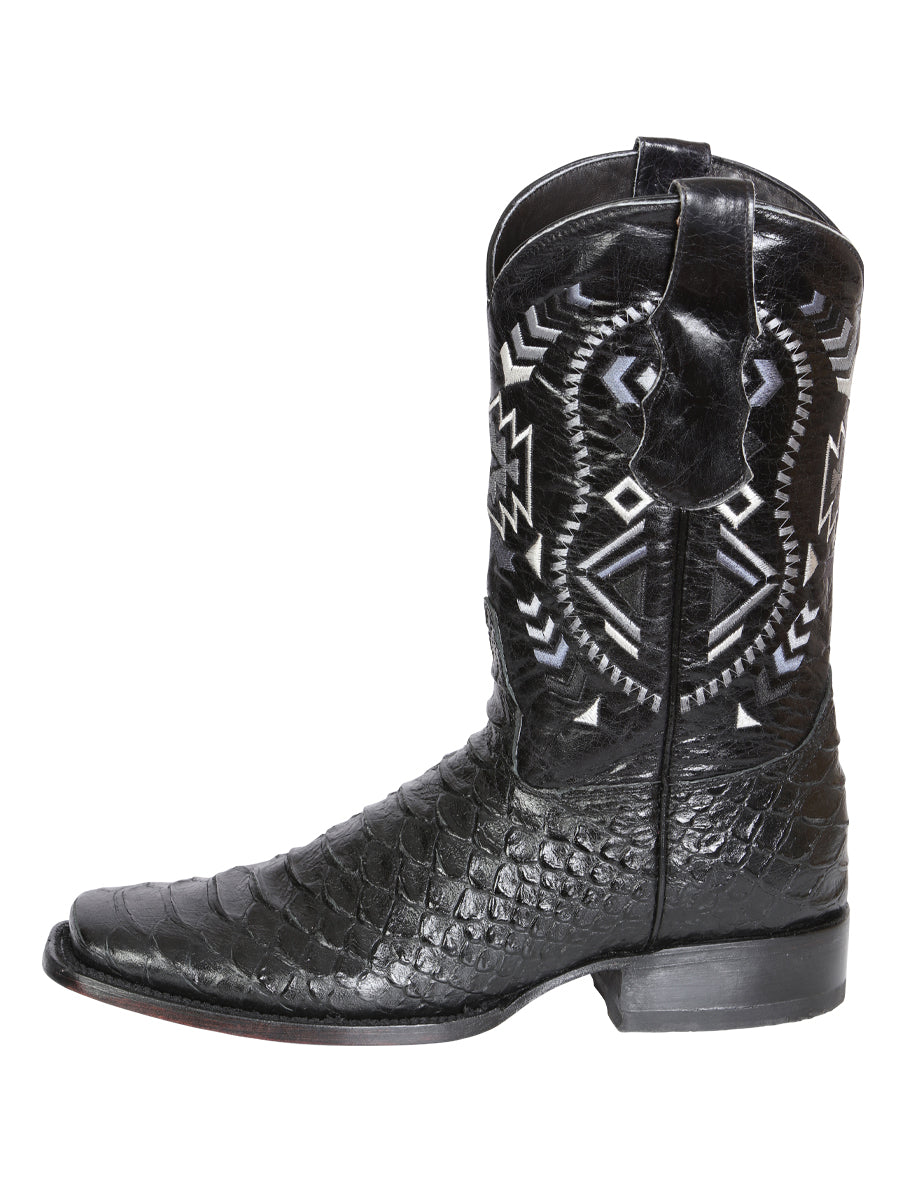el General Caballero Negro Pitón Imitación Rodeo Botas 45398