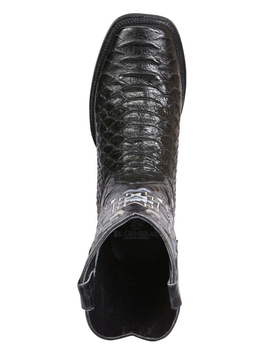 el General Caballero Negro Pitón Imitación Rodeo Botas 45398