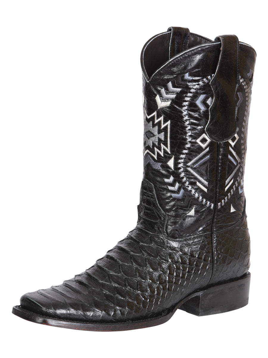 el General Caballero Negro Pitón Imitación Rodeo Botas 45398
