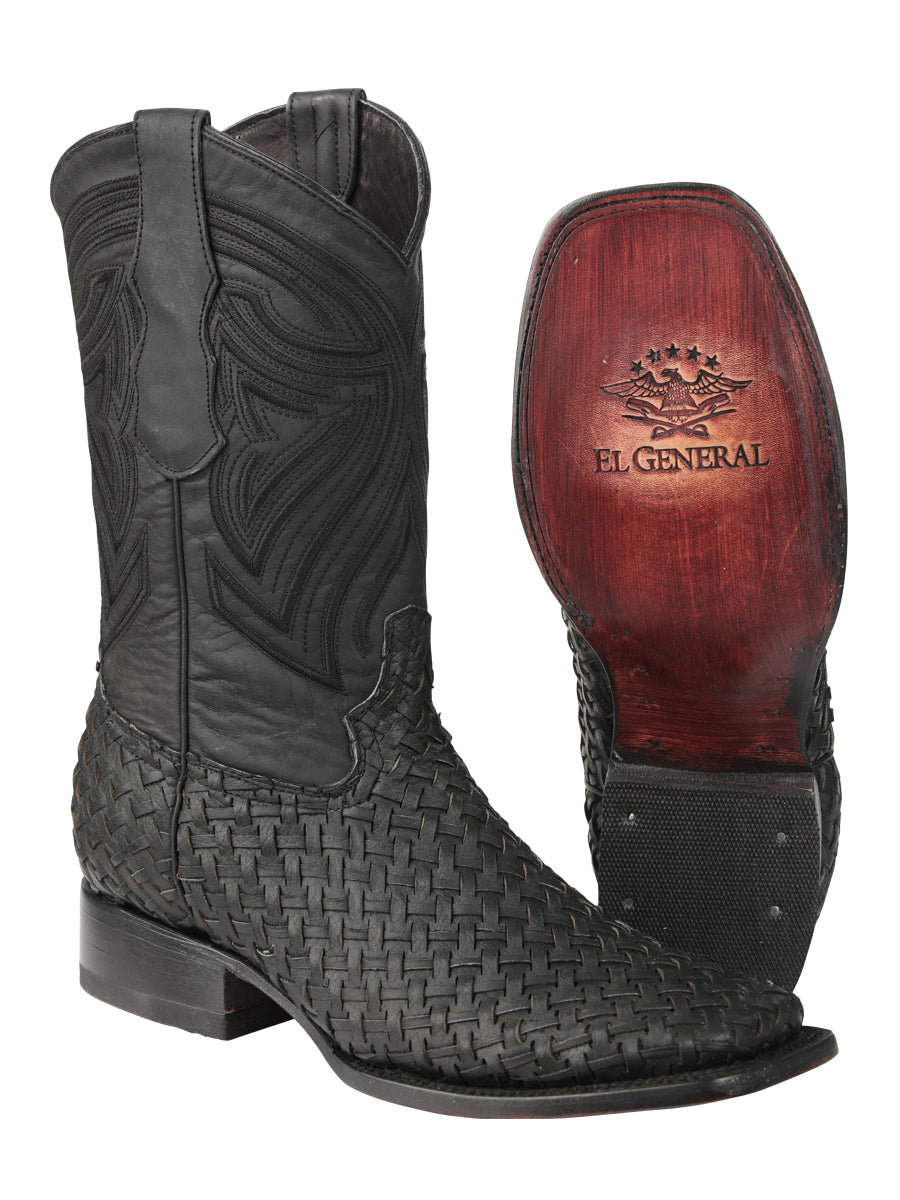 el General Caballero Piel Rodeo Botas Petatillo - Negro 45400
