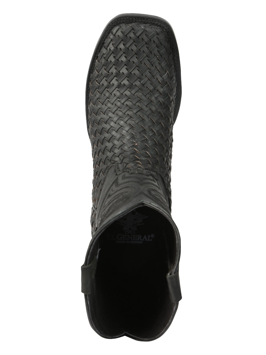 el General Caballero Piel Rodeo Botas Petatillo - Negro 45400