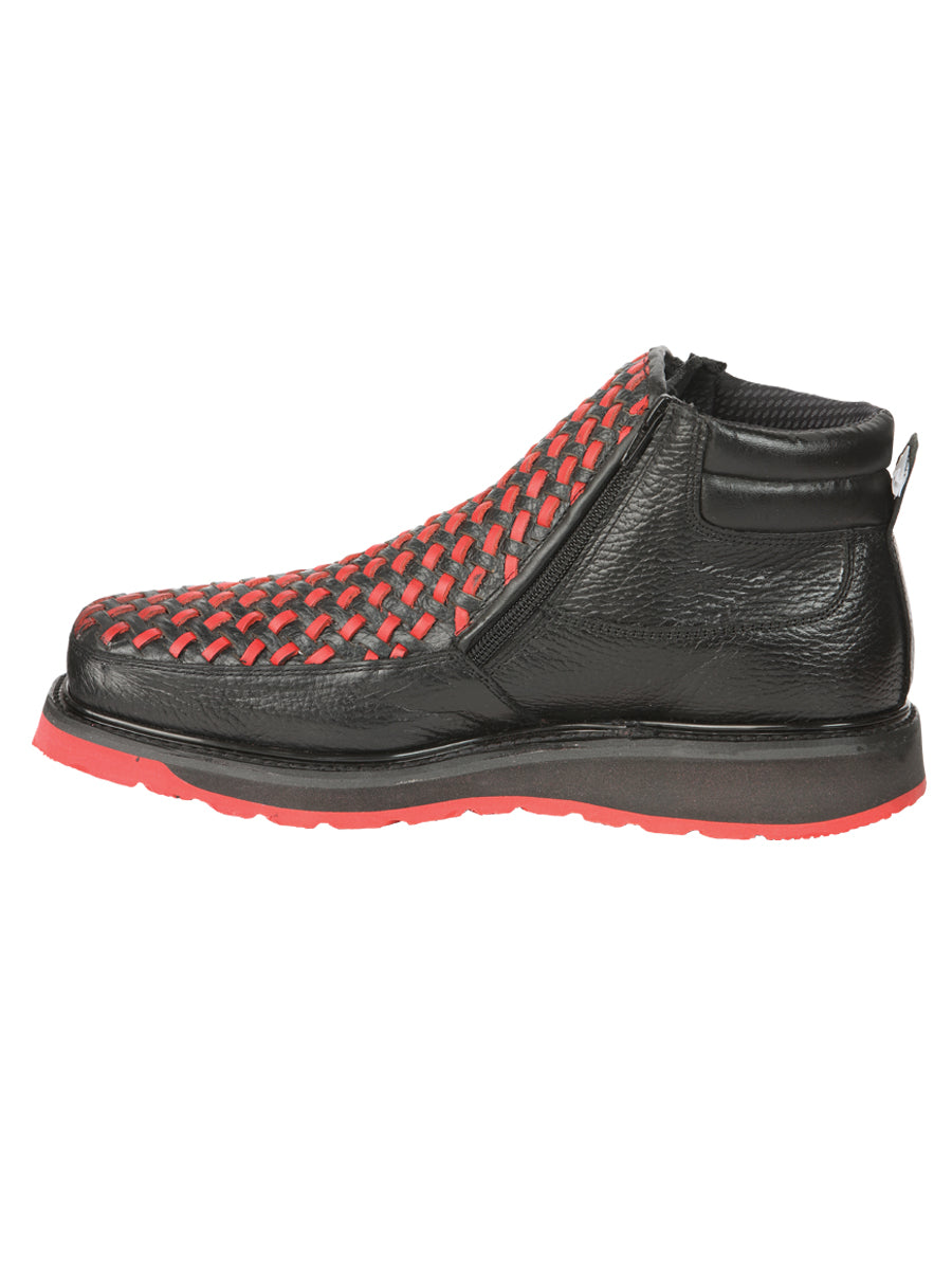 el General Caballero Tobillo Botas con Zipper - Negro/rojo Petatillo Piel 45402