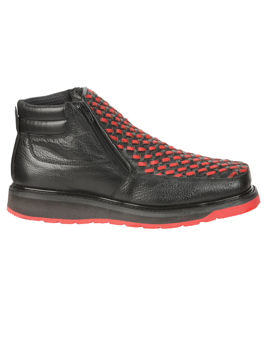 el General Caballero Tobillo Botas con Zipper - Negro/rojo Petatillo Piel 45402