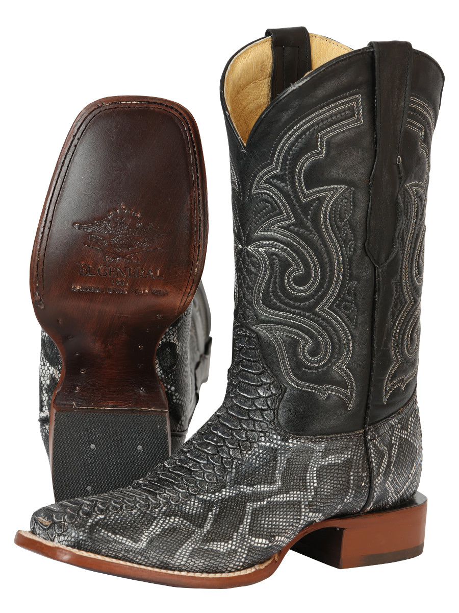 el General Caballero Pitón Imitación Rodeo Botas - Gris 45432