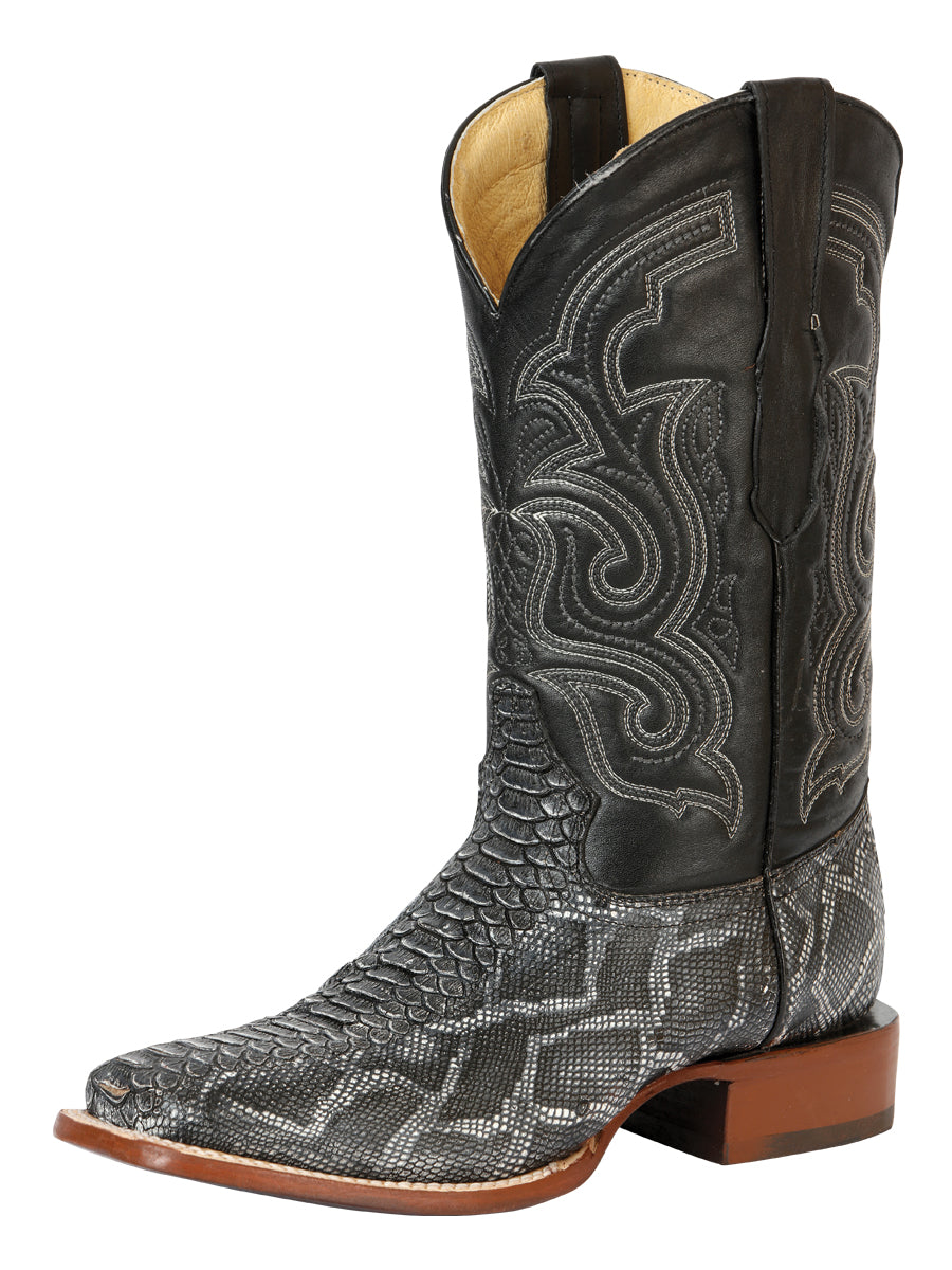 el General Caballero Pitón Imitación Rodeo Botas - Gris 45432