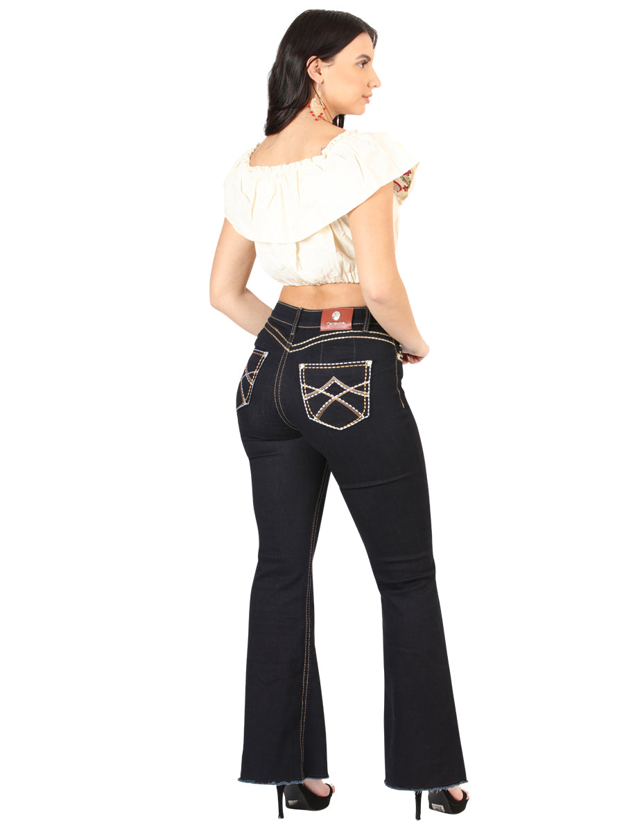 Centenario Dama Mediano Azul Bootcut Mezclilla Pantalón de Mezclilla 45544
