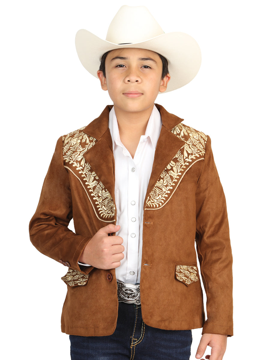 el General Niños' Gamuza Vaquero Bordado Blazer - Beige 45658